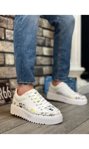 BA0801 BOA Yüksek Taban Sarı Siyah Desenli Erkek Spor Ayakkabı