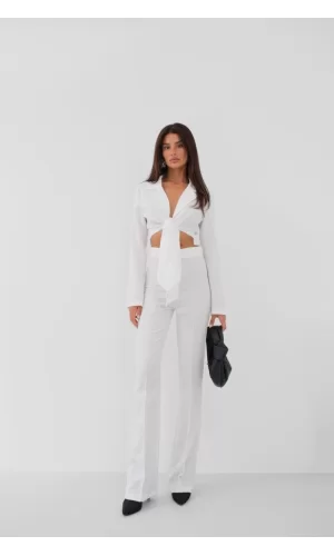 Bağlamalı Crop Ceket Pantolon Takım