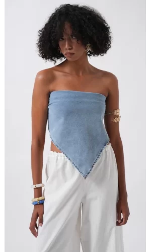 Bağlamalı Denim Crop