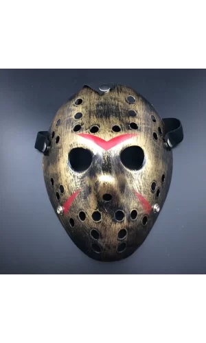 Bakır Renk Kırmızı Çizgili Tam Yüz Hokey Jason Maskesi Hannibal Maskesi