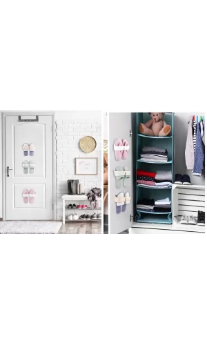 Banyo Terlik Tutucu - Kapı Arkası Pratik Raf - Terlik Tutucu Gri