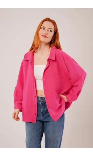 Basic Oversize Fuşya Gömlek