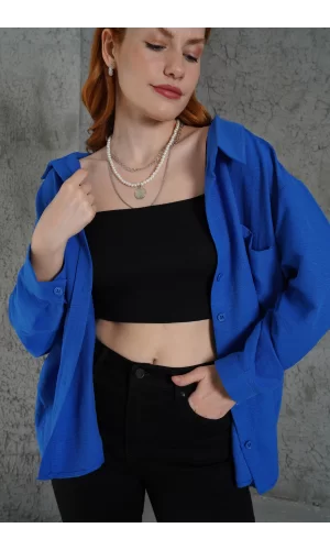 Basic Oversize Saks Gömlek