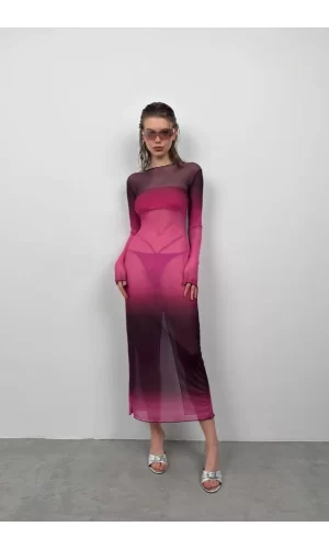 Baskılı Maxi Boy Elbise