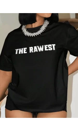 Baskılı Oversize T-shirt - Siyah