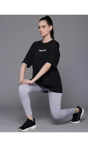 Baskılı Oversize T-shirt - Siyah