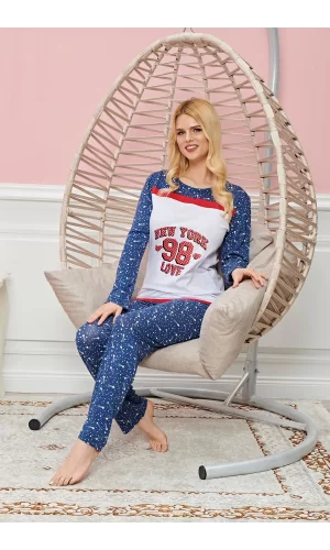 Bayan Uzun Kollu Pijama Takımı Model no 7569