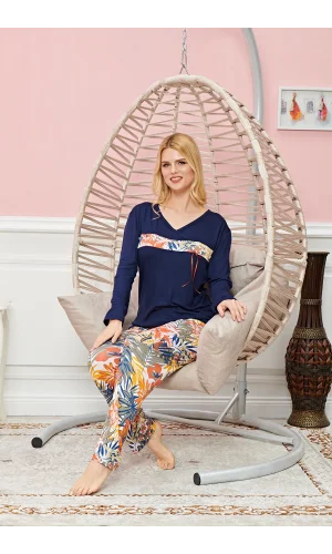 Bayan Uzun Kollu Pijama Takımı Model no 7572