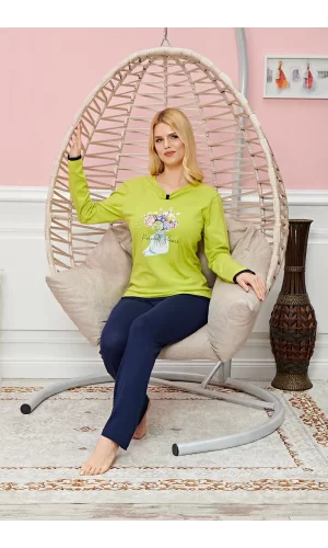 Bayan Uzun Kollu Pijama Takımı Model no 7573
