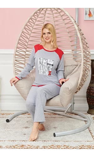 Bayan Uzun Kollu Pijama Takımı Model no 7580