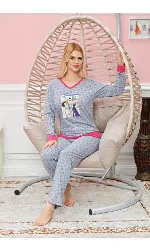 Bayan Uzun Kollu Pijama Takımı Model no 7588