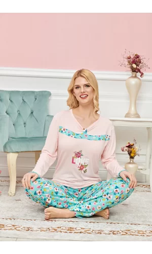 Bayan Uzun Kollu Pijama Takımı Model no 7593
