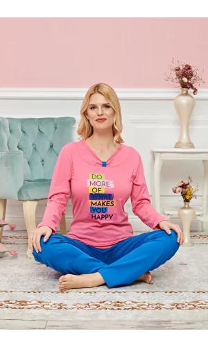 Bayan Uzun Kollu Pijama Takımı Model no 7598
