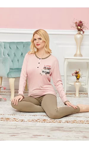Bayan Uzun Kollu Pijama Takımı Model no 7607