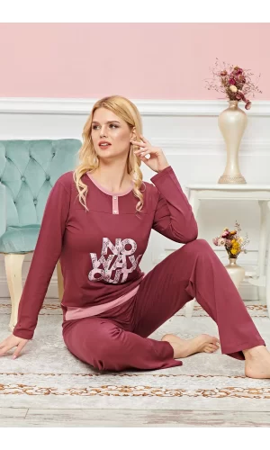 Bayan Uzun Kollu Pijama Takımı Model no 7609
