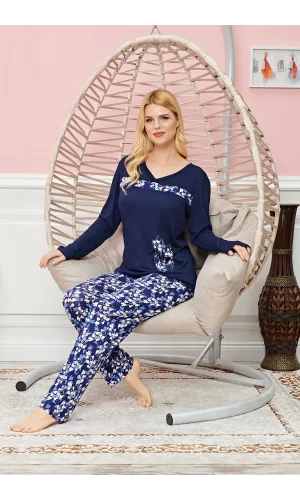 Bayan Uzun Kollu Pijama Takımı Model no 7612