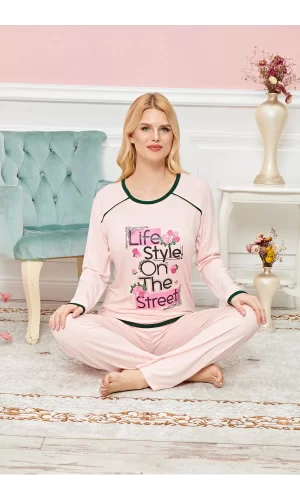 Bayan Uzun Kollu Pijama Takımı Model no 7613