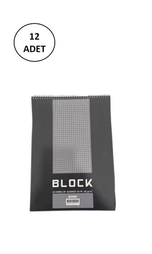 Bayındır Bloknot Spiralli A4 40 Yaprak Kareli Bns0010 12 Adet
