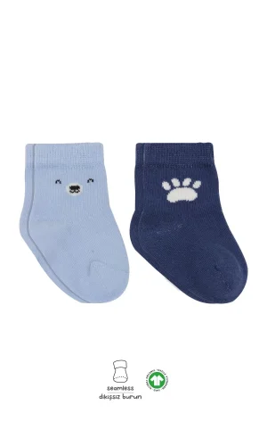 Luz&Pos Bear Penye Soket Çorap 2li Mavi