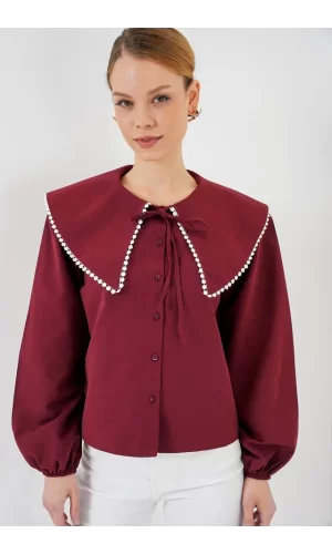 Bebe Yaka Gömlek 20314 - Bordo
