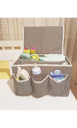 Bebek Beşik Başucu Düzenleyici Kapaklı 5 Bölmeli Organizer