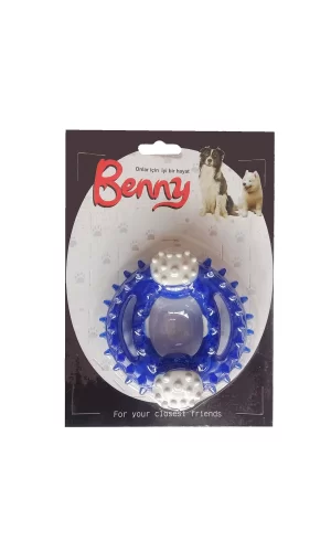 Benny Diş Kaşıma Köpek Oyuncağı Yuvarlak 9,5 cm Mavi
