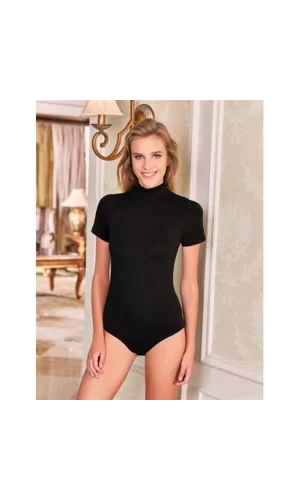 Berrak 2054 Likralı Balıkçı Yaka Yarım Kol Çıtçıtlı Body