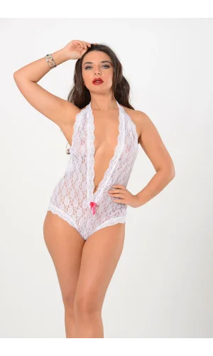 Beyaz Dantel Bodysuit - 924