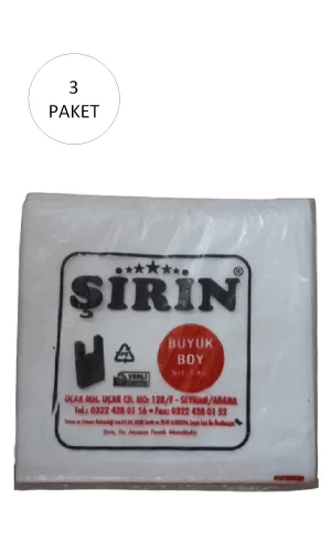 Beyaz Kalın Atlet Poşet Büyük Boy 30x57 Cm 1 Kg 3 Paket (Takriben 135 Adet)