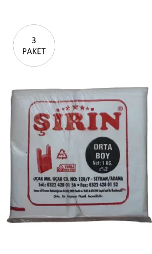 Beyaz Kalın Atlet Poşet Orta Boy 28x50 Cm 1 Kg 3 Paket (Takriben 225 Adet)