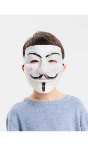 Beyaz Renk Pembe Yanaklı İthal V For Vendetta Maskesi