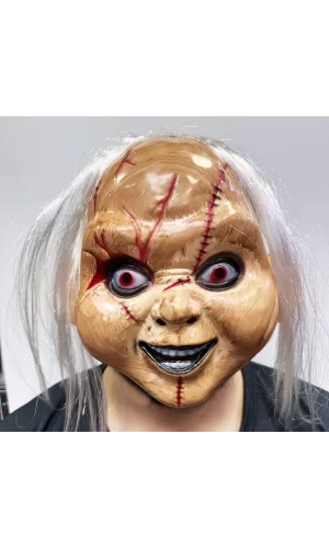 Beyaz Saçlı Çaki Maskesi Chucky Maskesi Yetişkin Çocuk Uyumlu