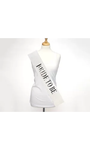 Beyaz Üzeri Gümüş Büyük Bride To Be Yazılı Simli Işıltılı Kuşak Kemer 10 Cm Genişlik