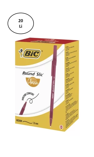 Bic Round Stic Tükenmez Kırmızı Kalem 20li