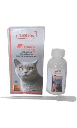 Biolive Kediler İçin B Vitamin+Multivitamin Tüy Sağlığı Likit Vitamin 100ml