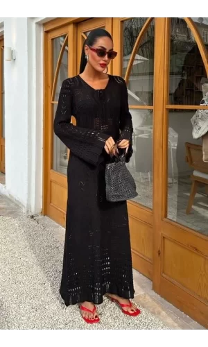 Birit Detaylı Ajurlu Elbise 2838