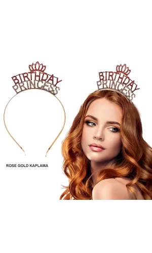 Birthday Princess Kristal Taç – Rose Gold Kaplama