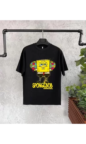 Luz&Pos Bisiklet Yaka Kısa Kol Çocuk Baskılı T-shirt - Siyah