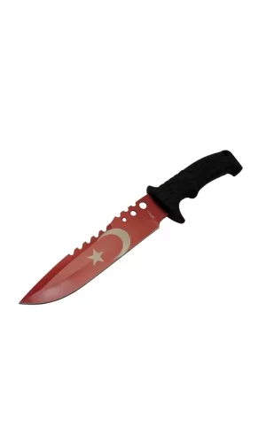 Bora Ayyıldız Mf011 Rd Kırmızı Av Bıçağı 31cm - Testere Detaylı Bıçak, Kılıflı, Plastik Sap