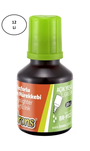 Brons Fosforlu Kalem Mürekkebi 30 cc. Açık Yeşil 12li