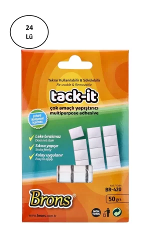 Brons Tack-It Hamur Yapıştırıcı Beyaz 50 Gr. 24lü