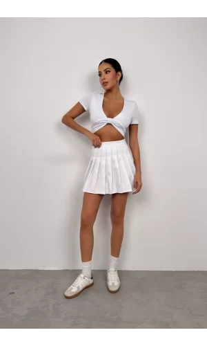 Büzgü Detay Crop Bluz