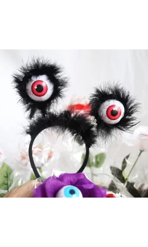 Cadılar Bayramı Halloween Otrişli Sallanan Gözlü Parti Tacı