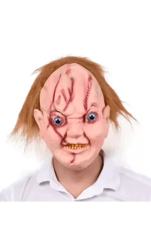 Çaki Maskesi Kahverengi Saçlı Lateks Et Chucky Çaki Maskesi