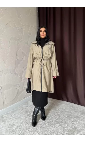 Camel Askı Detaylı Trençkot