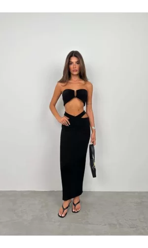 Çapraz Bel Maxi Etek