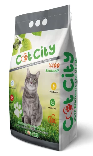 Cat City Doğal Bentonit Topaklanan Kedi Kumu 10 Lt Aktif Karbonlu