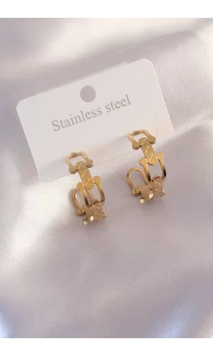 Çelik Gold Renk Tifanny Zincir Model Kadın Küpe
