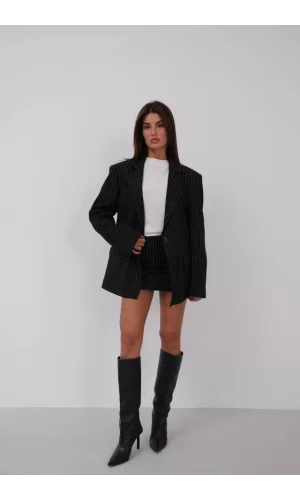 Cepli Çizgili Mini Etek