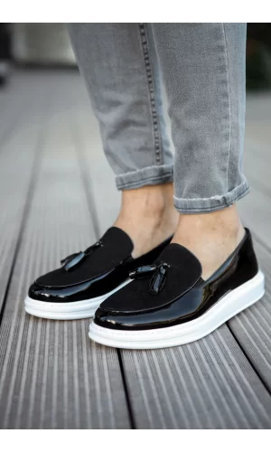 CH002 RBT Loafer Verniciata Erkek Ayakkabı SIYAH